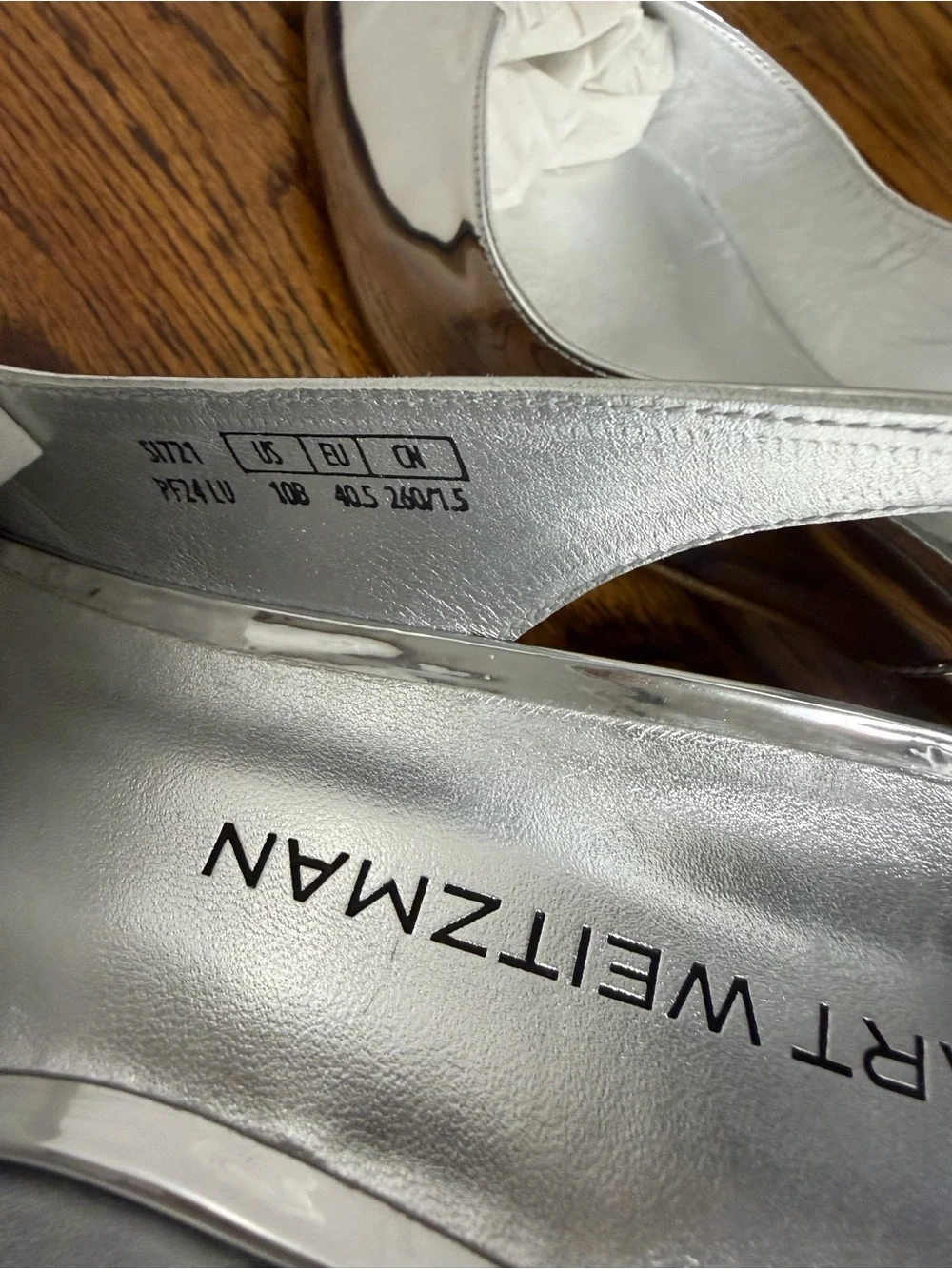 Stuart Weitzman Metallic Silver Pointed Slingback Pumps